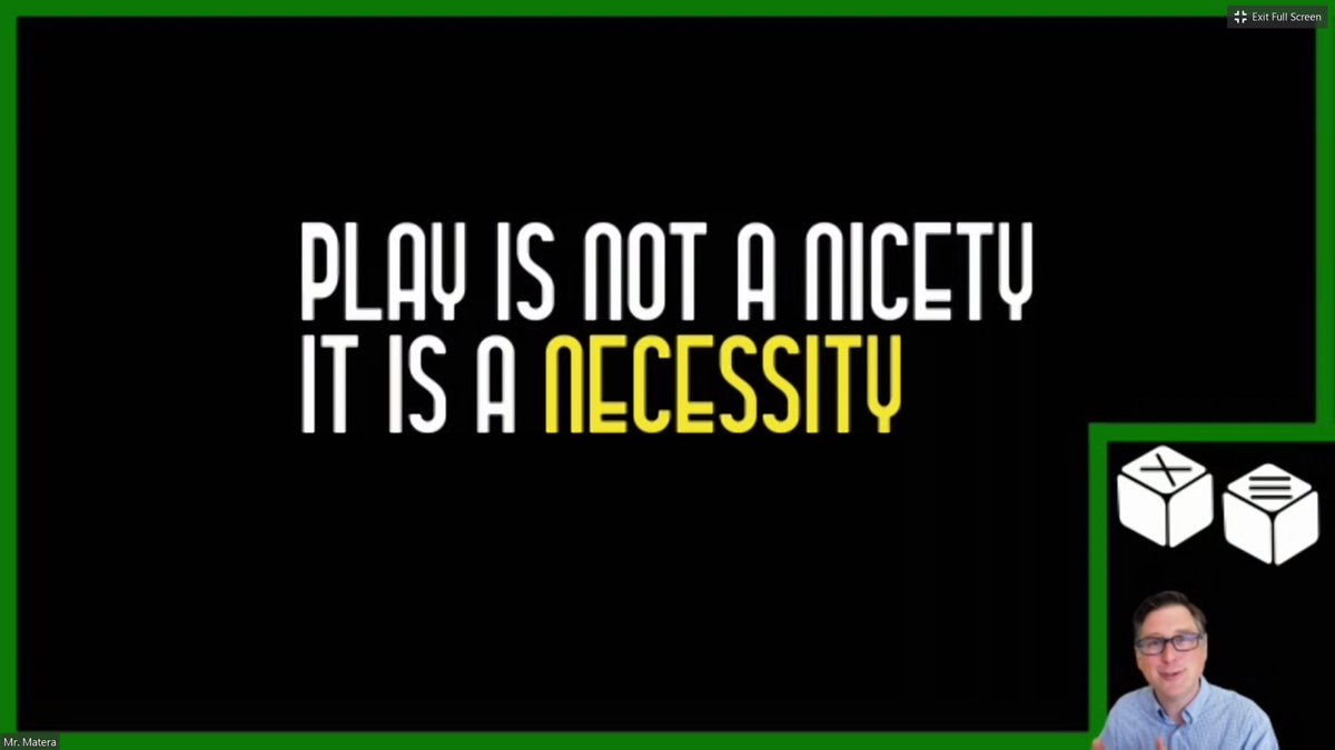 JJ_Burry's tweet image. &quot;Play is not a nicety; it is a necessity.&quot;

@mrmatera #TransformED2020 #XPlap #games4ed