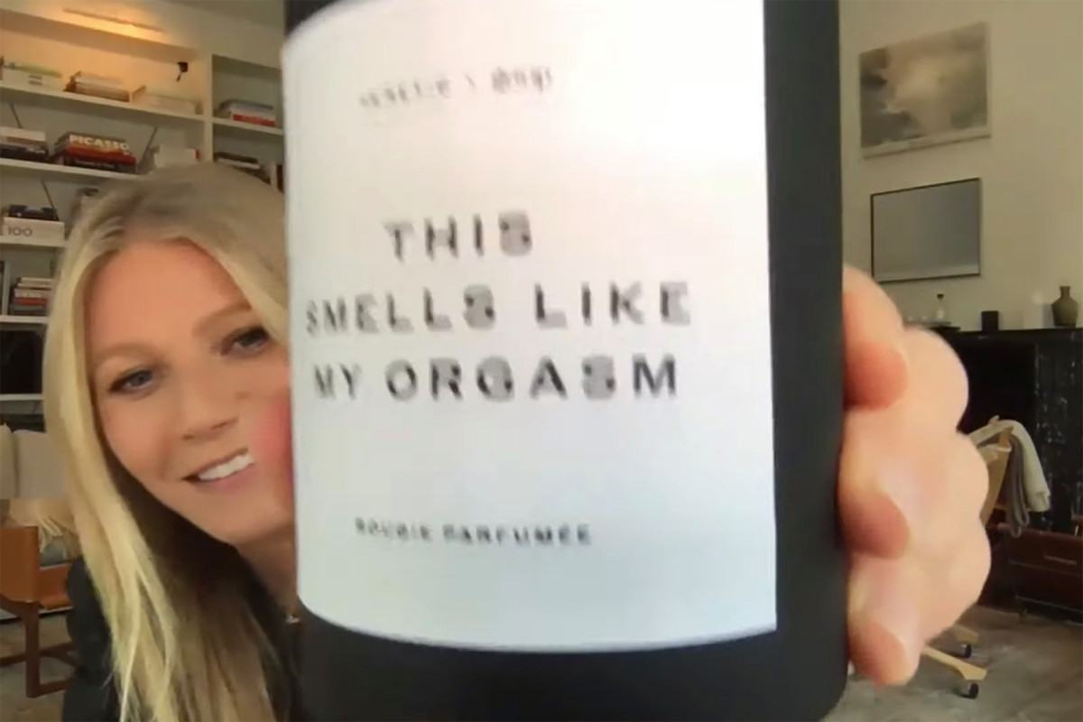 nypost's tweet photo. Gwyneth Paltrow plugs 'Smells Like My Orgasm' candle with help from son Moses https://t.co/gvvT0vjRiA https://t.co/m0Skrmndkq