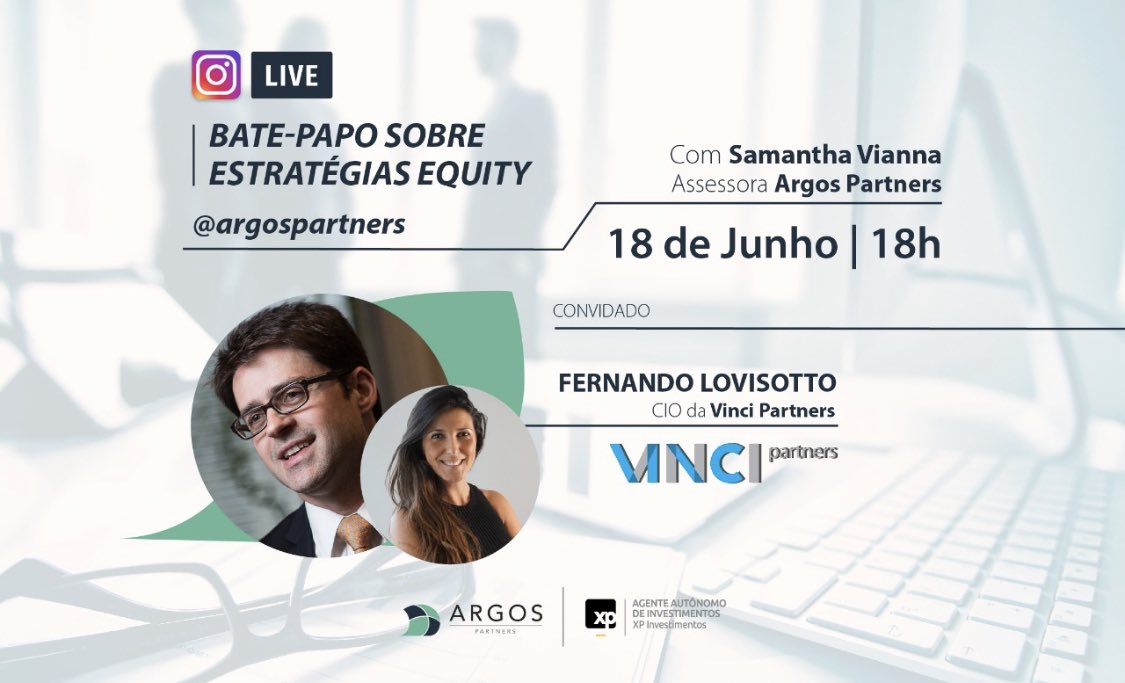 Samantha Vianna on X: Hoje tem live com Samuel Ponsoni, analista de fundos  da XP Investimentos e @WagSfc pelo Instagram da Argos Partners ✔️  Conecte-se.  / X