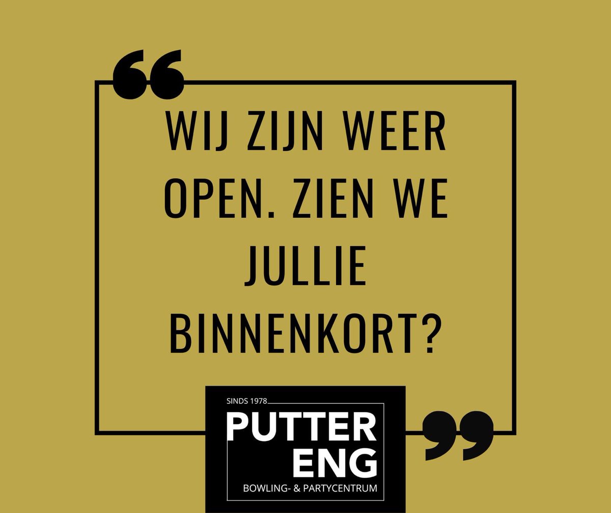 Goed nieuws! Na 13 weken sluiting zijn wij weer open. Jullie zijn van harte welkom, wel even reserveren. #bowlen #putten #uitgaan