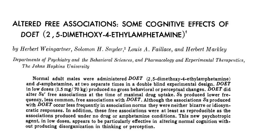 Thru the early 1960s, Sasha created new psychedelics at Dow. With psychedelics increasingly controversial, this became awkward for Dow. However, Dow had interest in forming a pharmaceutical division. Thus, as Sasha was leaving, Dow began to seriously explore his inventions.