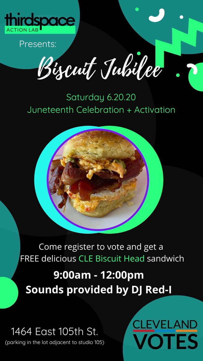 Join #delicious #clebiscuithead @djredibeats #clevotes #mask4community @NaacpCleveland + many others for biscuits + democracy! cc: @ShanelleLSmith @elanthony_631 @DickeyDevonta @KaylaSGriffin @iamjenlumpkin