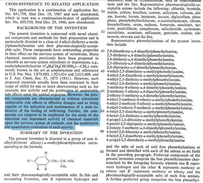 Thru the early 1960s, Sasha created new psychedelics at Dow. With psychedelics increasingly controversial, this became awkward for Dow. However, Dow had interest in forming a pharmaceutical division. Thus, as Sasha was leaving, Dow began to seriously explore his inventions.