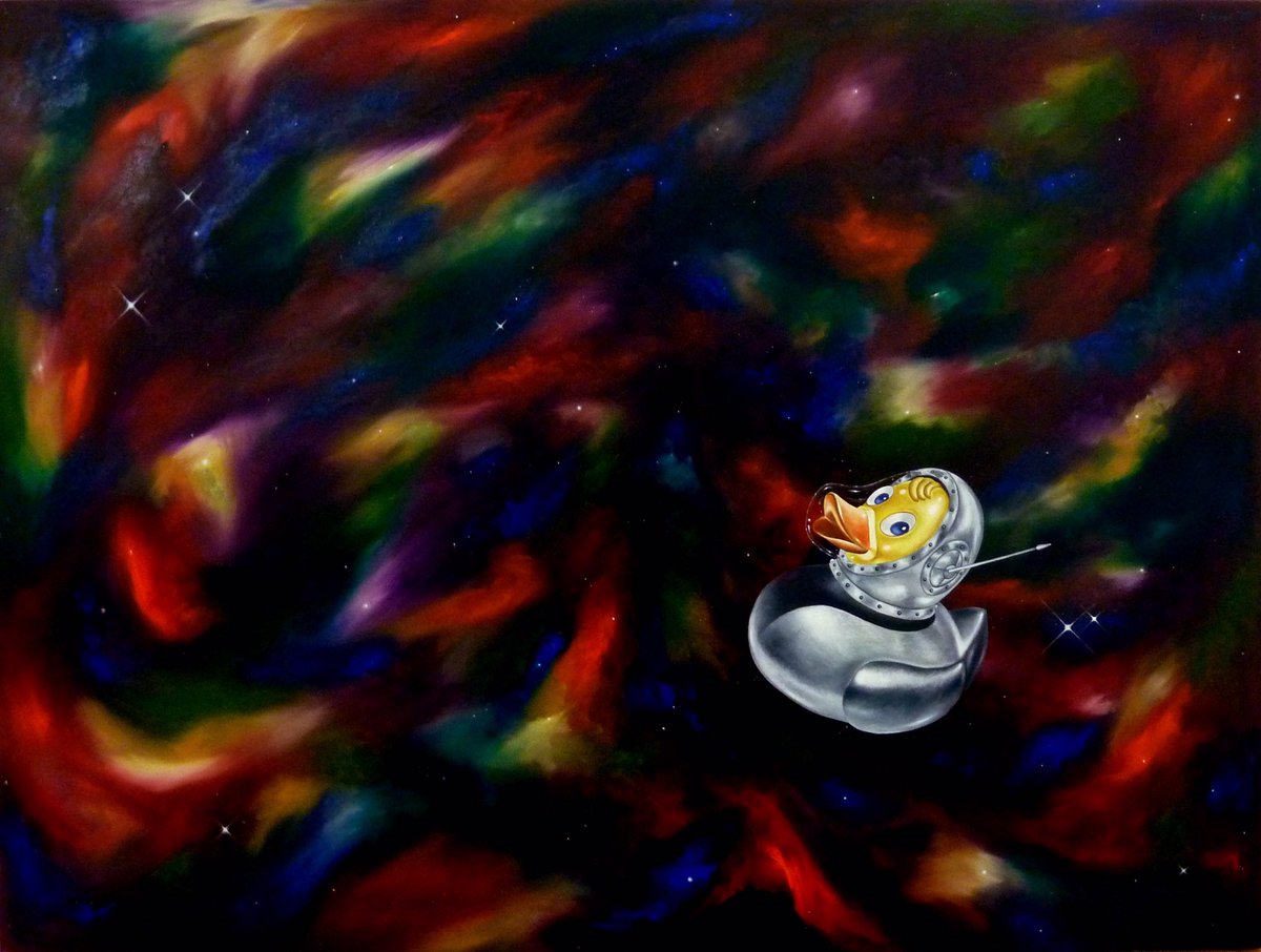 WarrenGreen06's tweet photo. It's finished!!! Titled, 'Space Duck' 120cm x 90cm oil on stretched canvas. (This piece has been entered in a group exhibition - I'll keep you posted👍) Watch this space! https:https://t.co/JtGG80NeJH

#art #artist #painting #painter #ukartist #isolation #space #spaceduck https://t.co/J3SKsYbQlu