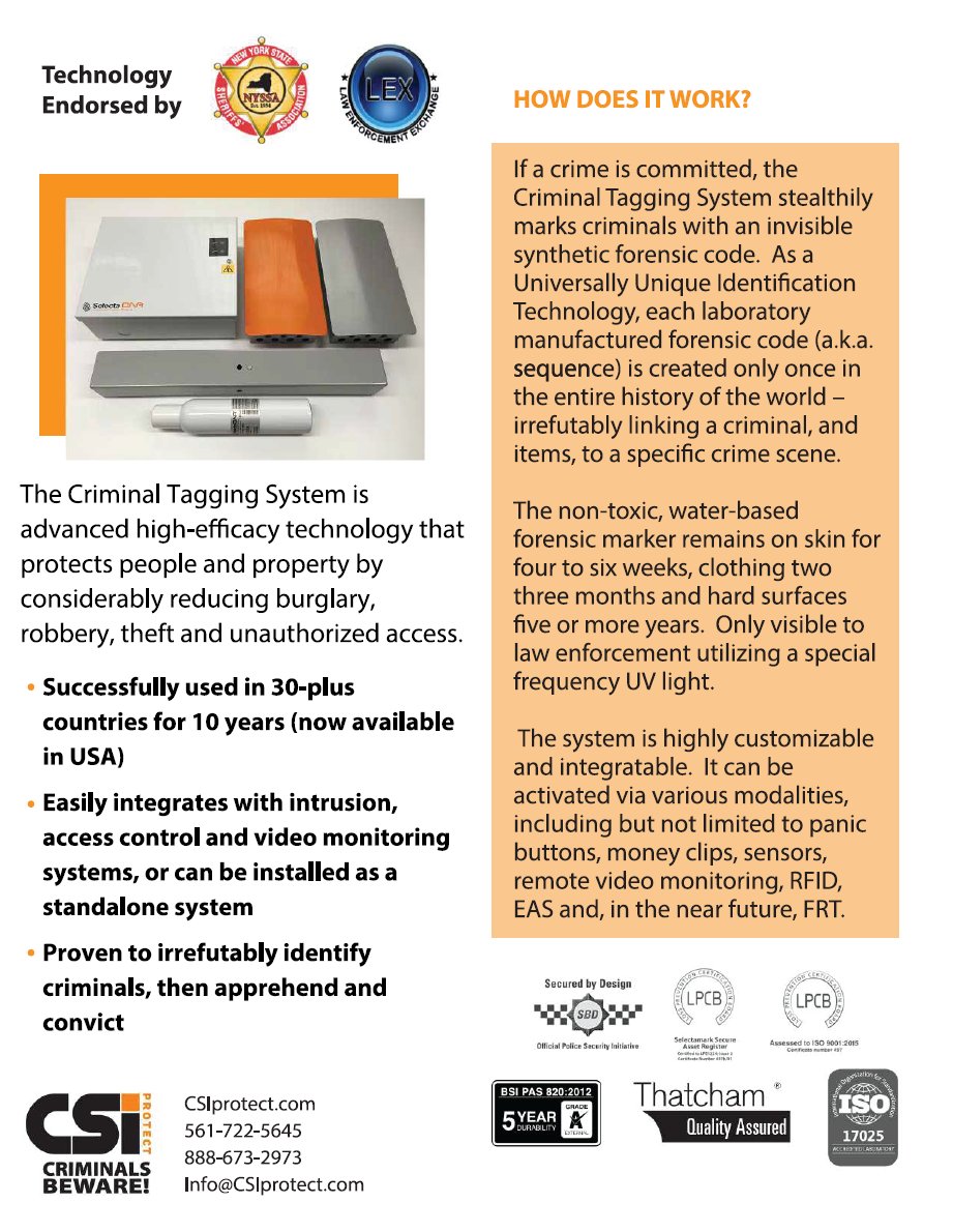 Csiprotect's tweet photo. Criminal detection technology, via unique integration with @milestonesys XProtect, greatly enhances ability to SAFELY and ACCURATELY identify looters long after commission of a crime. Criminals Beware!
#riots #looting #LawEnforcement #crimeprevention #forensicmarking https://t.co/TwwVMHaVbl