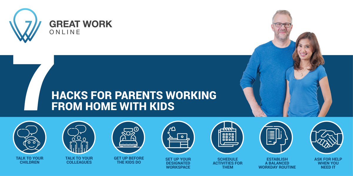 greatworkonline's tweet photo. Are you an entrepreneur mom? A CEO dad? Parents working from home with kids?⁣
I know your struggle LOL. Here are some hacks that I want to share with you to keep you productive while still being sane. ⁣
⁣
#businessowner #workingfromhome #parentshack⁣ https://t.co/TqcYyfZ1tz