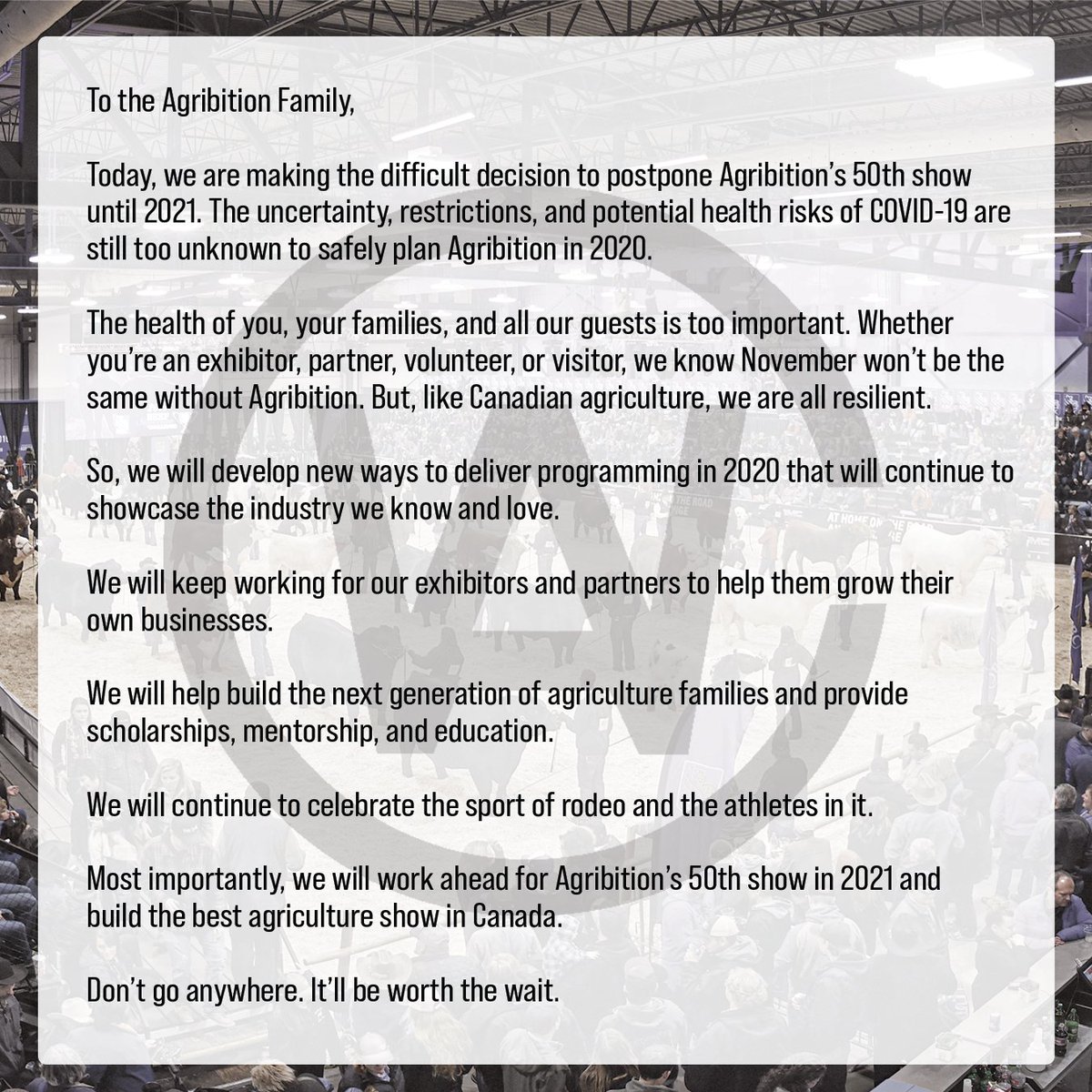 To the Agribition Family #CWA50