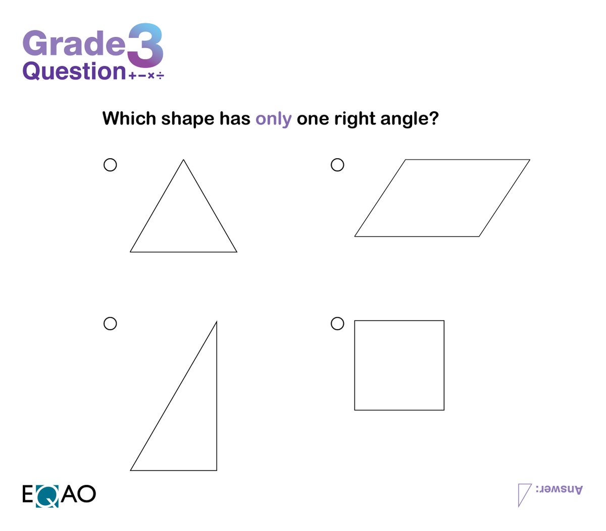 eqao's tweet image. Today’s question: Try it out at home!
From the mathematics component of our Grade 3 Assessment of Reading, Writing and Mathematics.
#SupportStudentLearning