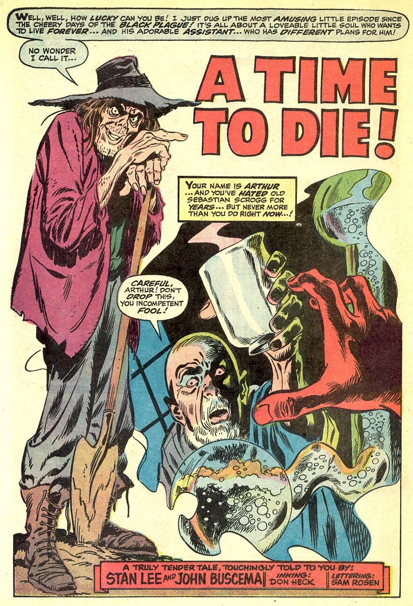 That's Digger as the horror host of TOWER OF SHADOWS (a la Crypt Keeper, Uncle Creepy, Cain & Abel), but he would be dumped in favor of writers or artists presenting their own stories. Here's Wally Wood - BOTD - introducing a tale from issue #5.