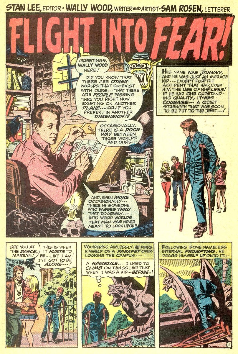 That's Digger as the horror host of TOWER OF SHADOWS (a la Crypt Keeper, Uncle Creepy, Cain & Abel), but he would be dumped in favor of writers or artists presenting their own stories. Here's Wally Wood - BOTD - introducing a tale from issue #5.