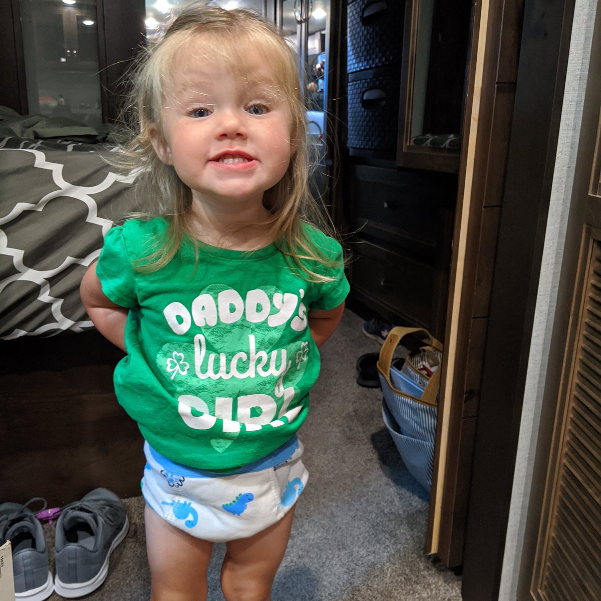 2kidsundertwo's tweet photo. Potty training day 1 in panties. 

Of course she would pick dinosaurs over all the girlie ones I have. https://t.co/qziJaij8Hs