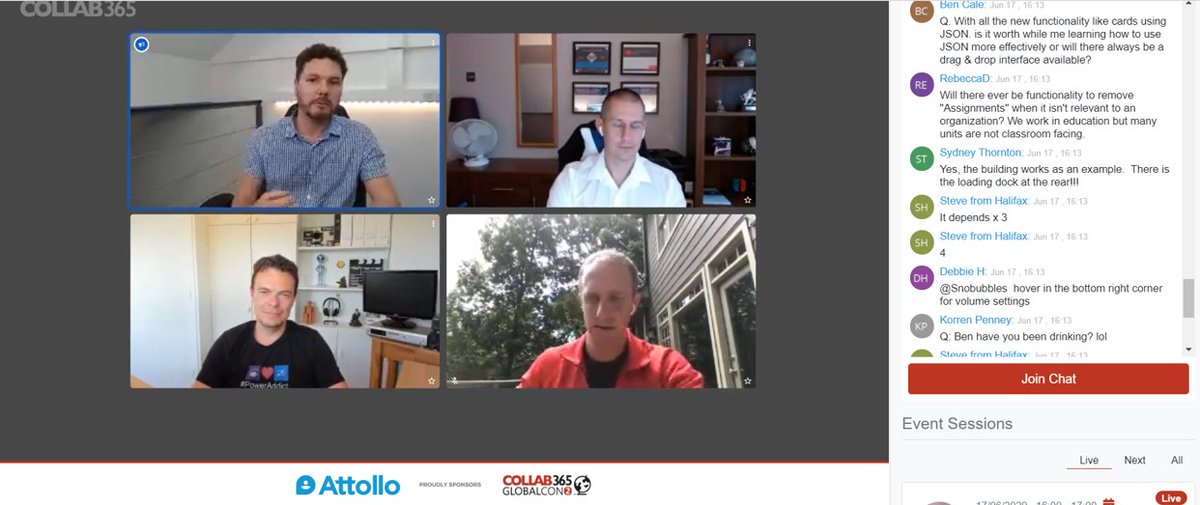 thisisattollo's tweet photo. #AskMeAnything session running live now over at #GlobalCon2! Join here to ask @MarkStokes and the guys any of your burning questions - https://t.co/HJQatuR8kZ
#Intranet #MicrosoftOffice #Microsoft356 #VirtualConference #MicrosoftTeams #Azure #PowerPlatform #SharePoint #Collab365 https://t.co/hKVfR1e2hn