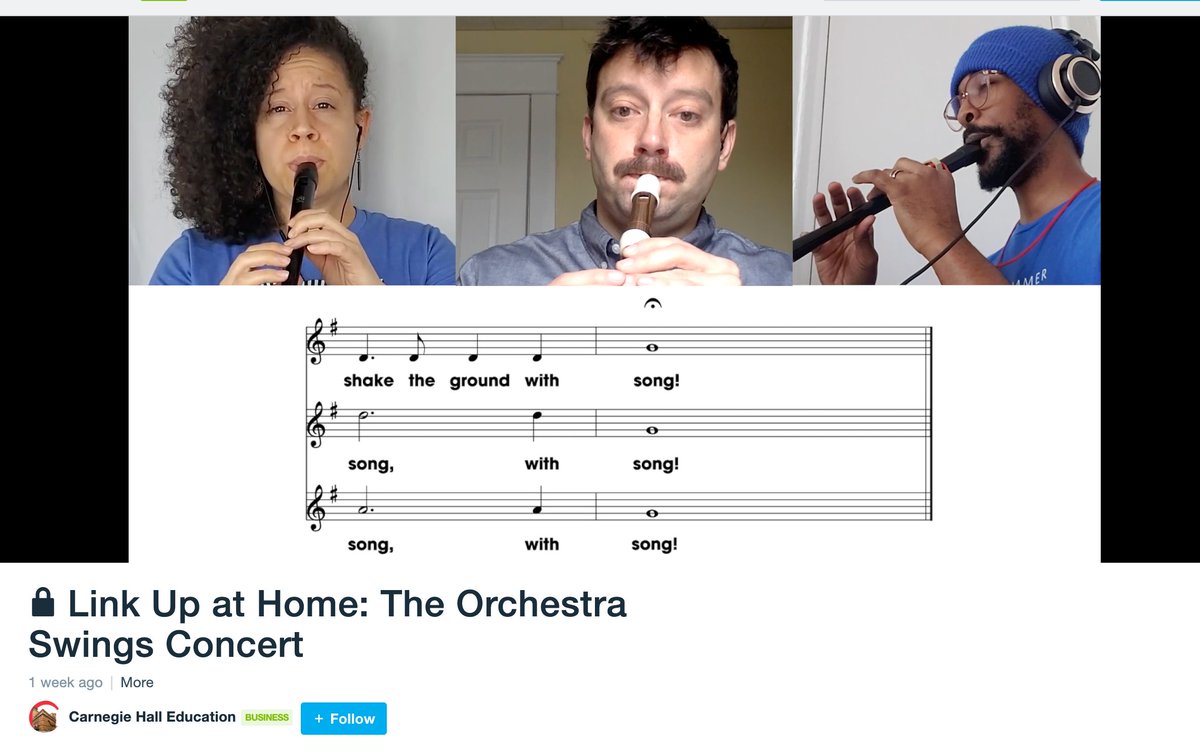We're so proud to see our music teacher, Ms. Camacho featured on Carnegie Hall's Link Up at Home! 🎺