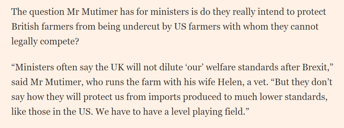 But in the USA they use all those things - hence the lower prices - so what farmers want to know; what National Pig Association  @NatPigAssoc is whether UK govt will PROTECT UK farmers from US farmers - because legally they cannot compete. There is no level playing field./4