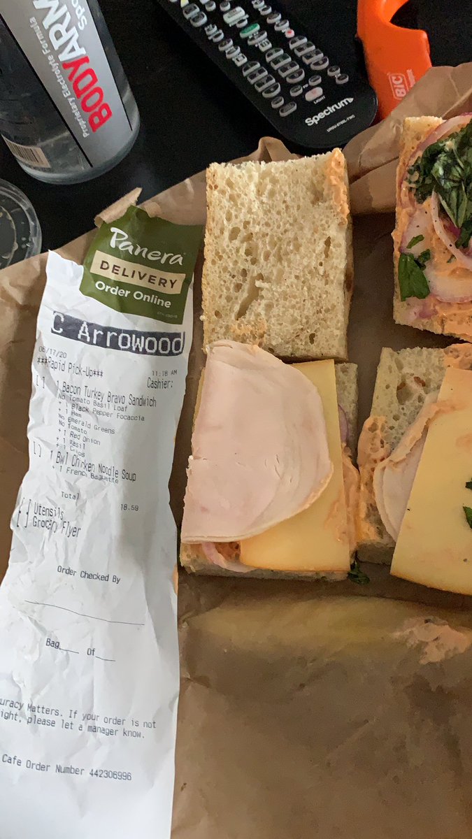 TophWood's tweet photo. @panerabread been looking forward to Panera all week for my high carb day. Got the turkey bacon bravo, add ham. Get home and the sanwhich has no bacon or ham. #epicfail https://t.co/g3vNMfOKQK