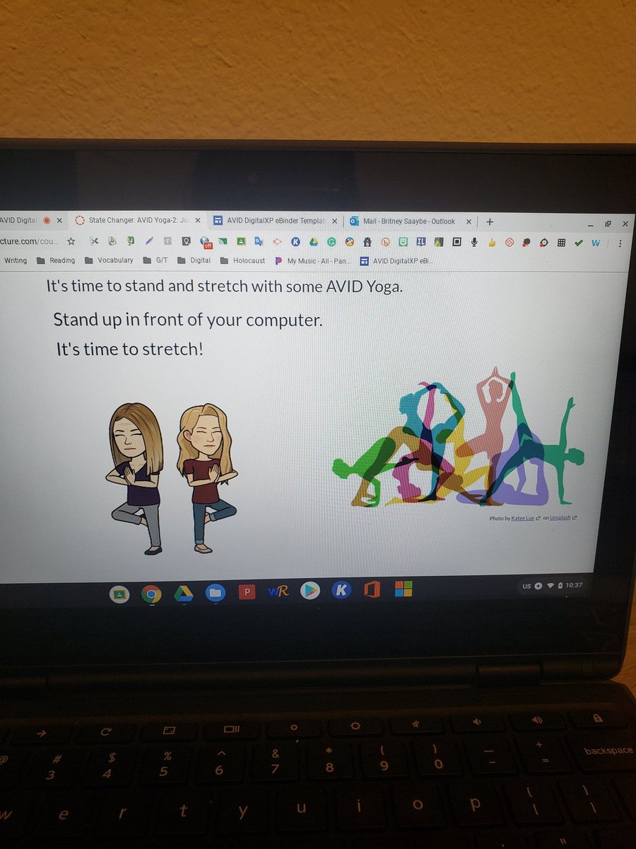 saaybeteaches's tweet image. I love doing some @AVID4College Yoga with @DReyesEdu and @teachsarahstodd during the last day of #AVIDDigitalXP CoP #DigitalTeachingandLearning! Can't wait to try this with my students during #brainbreaks
@AVIDGISD #AVIDDigital #AVIDcommunity #AVIDMindset #ThisIsAVID #HereIAmAVID