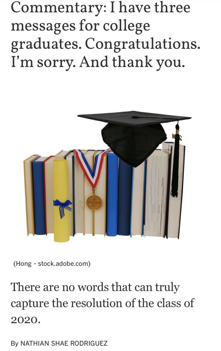 SDSUFirstGen's tweet photo. Check out the new SD union-Tribune article “Commentary: I have three messages for college graduates. Congratulations. I’m sorry. And thank you” by one of our first-gen faculty, Dr. Nate Rodriguez! Article is available at https://t.co/AEEq6zQyp3 #sdsufirstgenfaculty #sdsufirstgen https://t.co/U4gBJNR5Bz