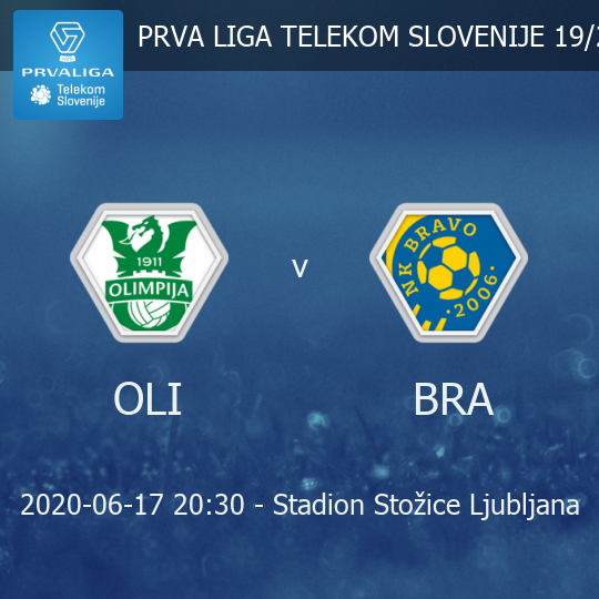 PrvaLigaEN's tweet photo. PRVA LIGA TELEKOM SLOVENIJE 19/20 - Olimpija Ljubljana v Bravo 2020-06-17 20:30 - Stadion Stožice Ljubljana. Follow the match here #OliBra - https://t.co/r0CuQmB1uH https://t.co/8Fec4AoIGg