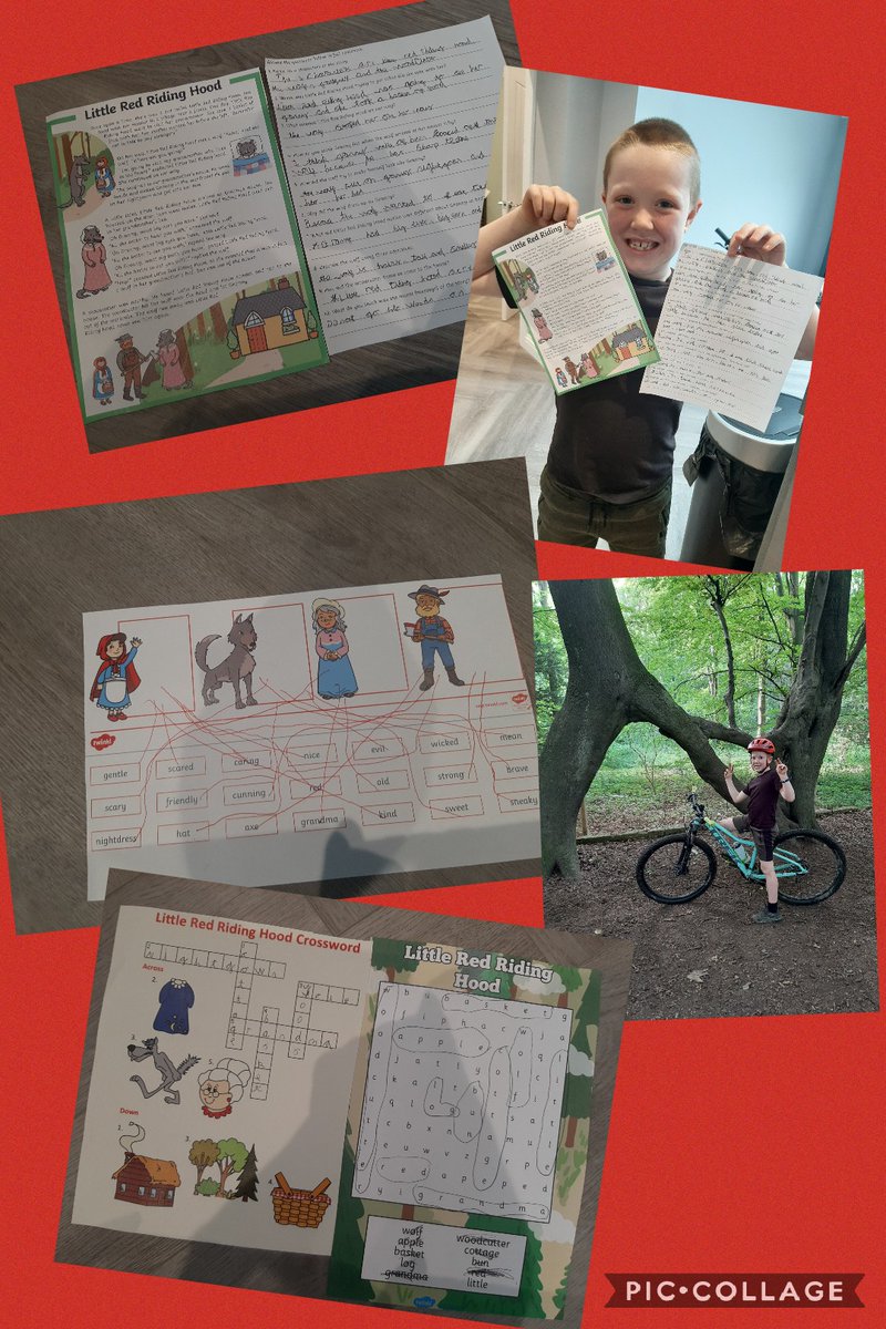 EmmaGilroy9's tweet photo. @EGPA_Y2 Henry enjoyed Learning about Little Red Riding Hood today. We then went for a bike ride in the woods to see if we could find the wolf 🐺🐺All we found was "Nelly's" tree! 🌳🌳 https://t.co/mpgqfz7o8w