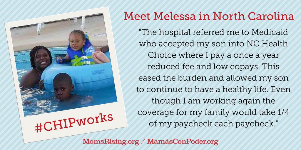 MomsRising's tweet photo. CHIP helps moms like Melessa in #NorthCarolina afford coverage for her kids! #CHIPworks #WellnessWed #ChildrensWeek2020 https://t.co/7VXTru7yLb