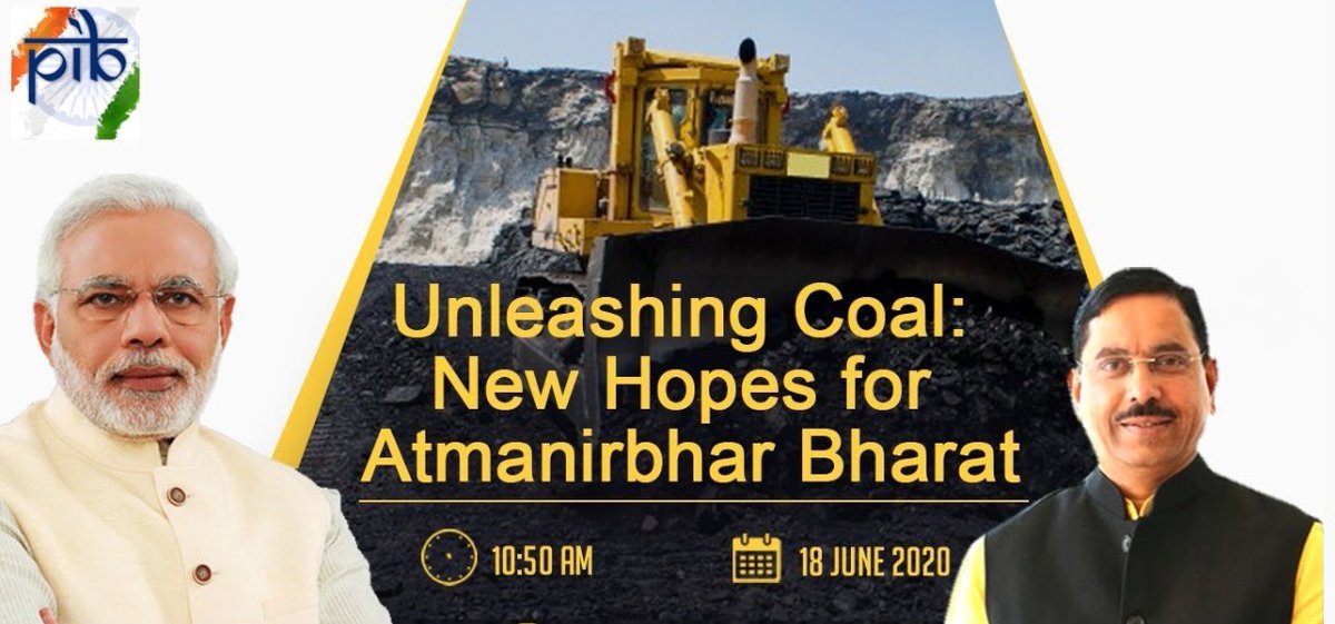 Prime Minister  @narendramodi will address the launch of Auction of 41 Coal Mines for Commercial Mining tomorrow, where he will share his vision for nation's road to self-reliance in mining sectorLIVE from 10.50 AM tomorrow:   #AatmaNirbharBharat