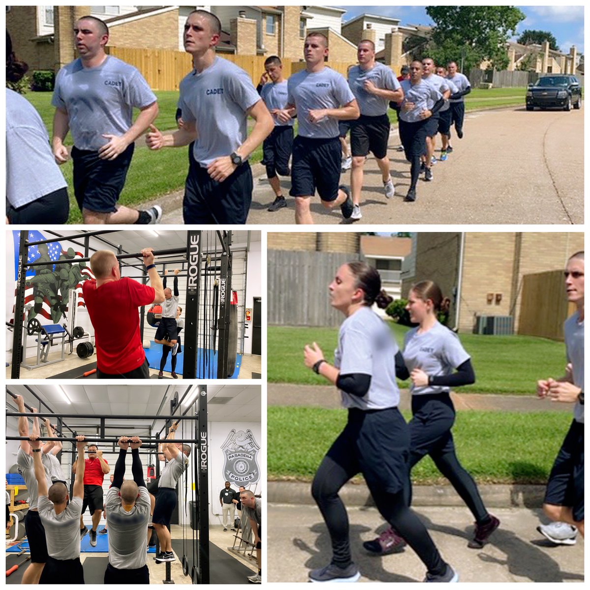 PasadenaPDTX's tweet image. Last week the cadets received a surprise visit from Chief Bruegger, who stopped by to join in on their daily run and work out session. The heat was on! Keep up the great work, Class 78. #Class78 #PasadenaPDTX