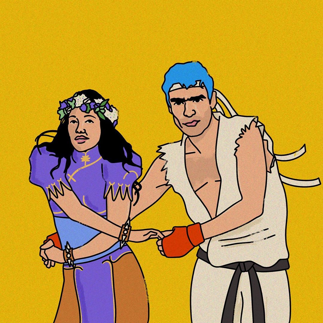 NoreSaile's tweet photo. El gran street dance. . . 
#cumbia #cuarteto #streetfighter #ryo #chunli #gilda #elpotrorodrigo #rodrigobueno #rodrigo #streetart #posterdesign #posterart #digitalart #yosoygilda #artedigital #art #graphicart #artedigital #procreate #crossovers #ilustracion #cuarentena https://t.co/YSXS315Z8V