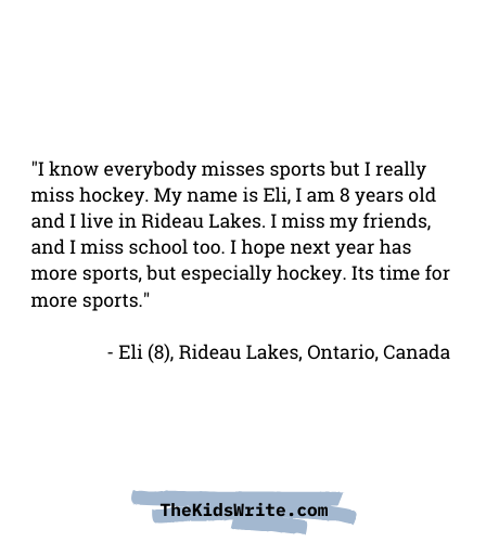 thekidswrite's tweet photo. "I hope next year has more sports" - Eli (8), Rideau Lakes
https://t.co/n6H791ZRST https://t.co/OFScyqmdwJ