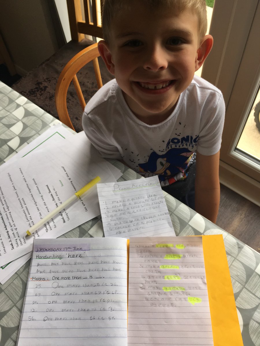 CharlieLens1's tweet photo. Maths this morning, followed by tornado research🌪 (latest obsession). Then after a lovely chat with @MrsGoodwin16 Alfie did his English and rewrote the pirate activity list to include adjectives 🏴‍☠️ He is looking forward to seeing you tomorrow @MrsDonaldson5!
@WhiteCourtScho1 https://t.co/C5MEUvQXt4