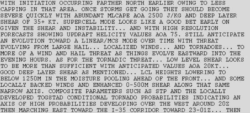 On this date in 2010: An updated Area Forecast Discussion (AFD) issued at 11:14 AM CDT. “...Tornado probabilities indicating an axis of high probabilities developing over the west around 20Z…”  #mnwx