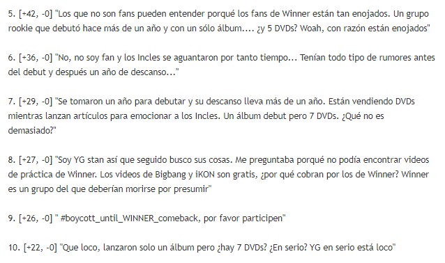 Segunda mención especial de que INNER CIRCLE fue el primer fandom (hablando de grupos de la nueva generación de YG) en hacer un boicot contra YG. Esto debido a que en el AÑO Y SEIS MESES de hiatus que tuvo WINNER, se encargaron de vendernos DVD's absurdos a un precio surreal.