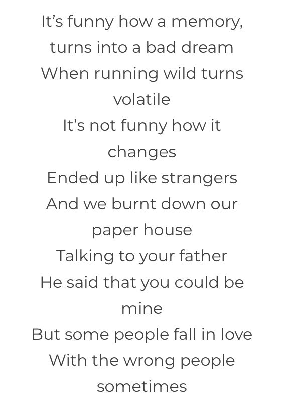 But how this song relates to “paper houses”? Niall’s line on this song states: