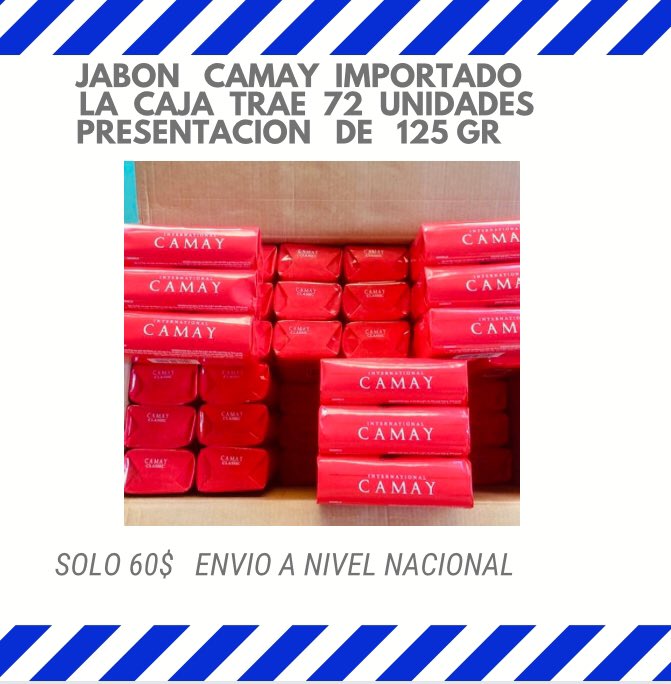 Freddyo70761738's tweet image. Jabón camay 125gr, caja 📦 72 unidades solo 60$