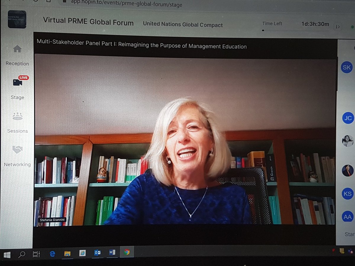 SteGiannini's tweet photo. Delighted to join board of @PRMESecretariat. When business schools/higher ed gear their programmes around the #SDGs, they are leading a shift in values and priorities, to put human well-being, environmental protection and social inclusion above all interests. #PRME Global Forum https://t.co/Q5lIJlIeo7