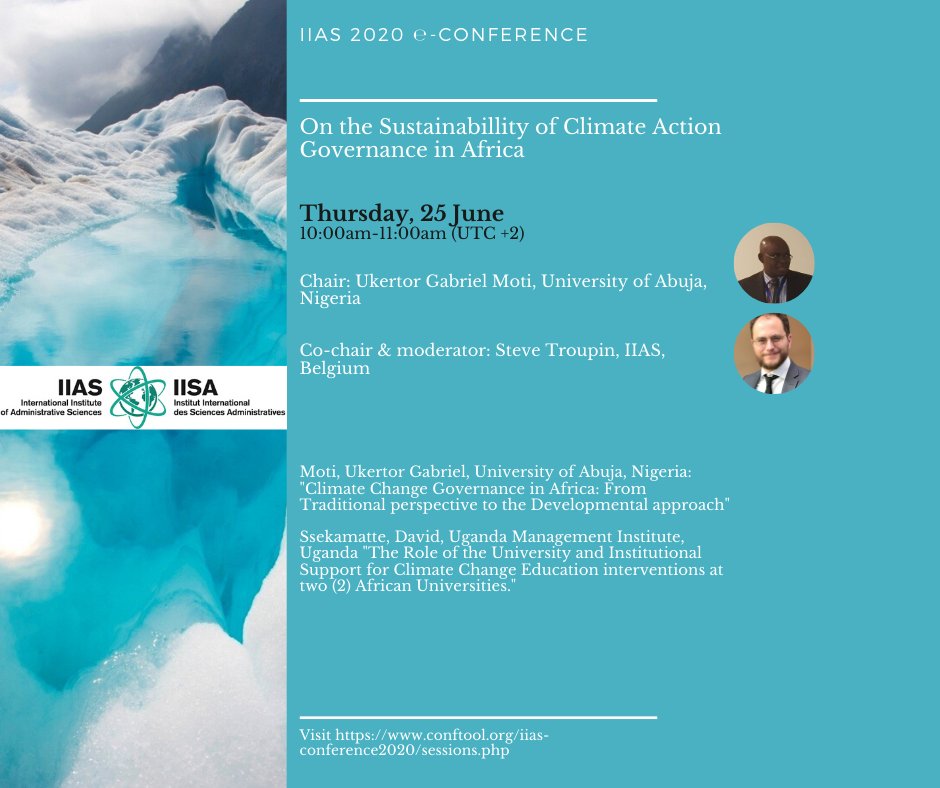 The first session questions the #Sustainability of #ClimateAction #governance in #Africa, with contributions by Prof. Moti &amp; <a href="/ssekamattedavi/">SSEKAMATTE DAVID OFFICIAL 🇧🇪</a>. Please join the discussion through zoom, on June 25th, 10am (Brussels time): bit.ly/3fAJuBA