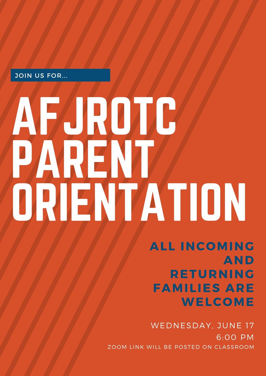 Parent orientation is tonight at 6! Join the zoom to hear about what is happening for next year, uniform and grooming standards, and more information. We hope to see you there!