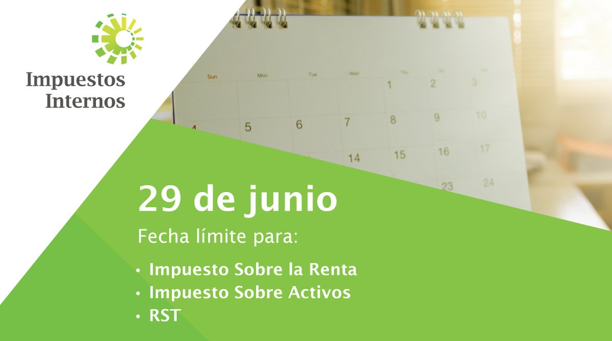DGii's tweet image. El próximo lunes 29 de junio es el último día para el pago del Impuesto Sobre la Renta (#ISR) de personas físicas y jurídicas. Conoce las facilidades de pago dispuestas para este impuesto aquí: bit.ly/2AK4HKM