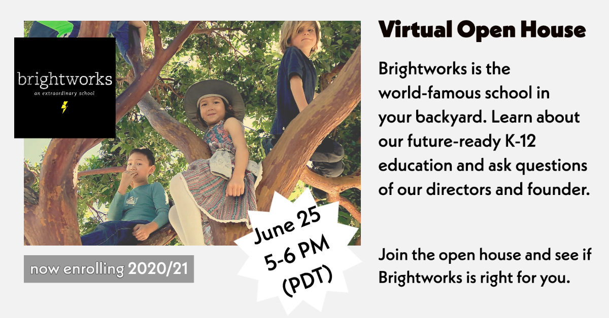 This is a great chance to peek inside one of the most innovative schools in the world: SF Brightworks . June 25, 5:00pm PDT. Register here: ow.ly/UI6a50Aar3l