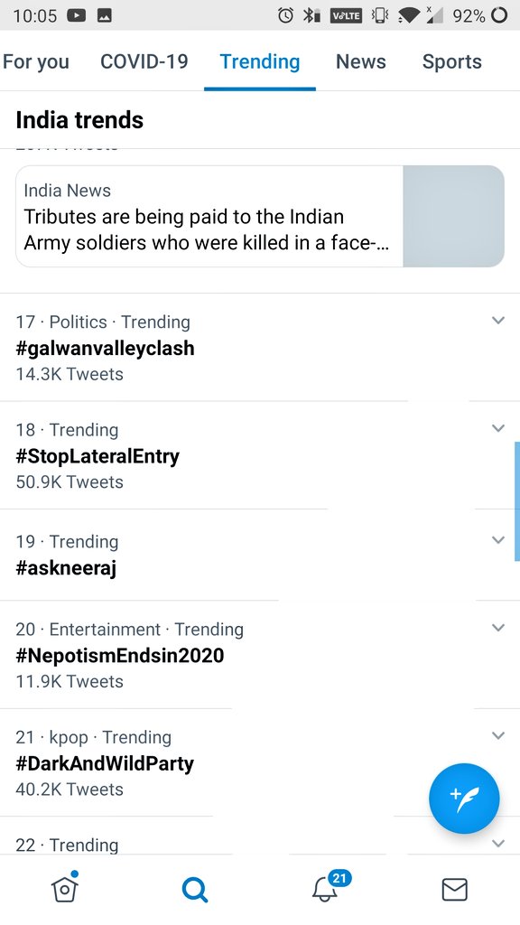 DevenSachdeva's tweet photo. @neerajarora91 Trending on 19 https://t.co/5q87wI1qP0