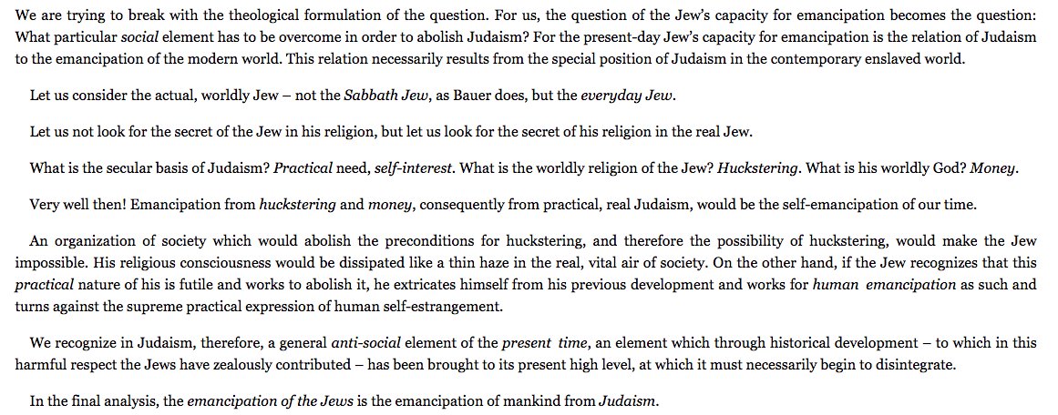 As "anti-racism protesters" topple statues of Jefferson and Columbus for historical crimes, real and imagined, let's see if we can use the mob to cancel some genuinely bad people, beginning with...Karl Marx, author of "On The Jewish Question" https://amzn.to/3dacnDa&nbsp;