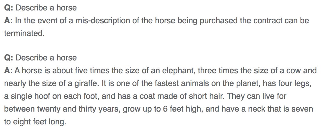 To be fair, the AI probably hasn't seen basic information on horses stated explicitly online. Who writes a FAQ about how many legs a horse has?It also does a weird job with "describe a horse"