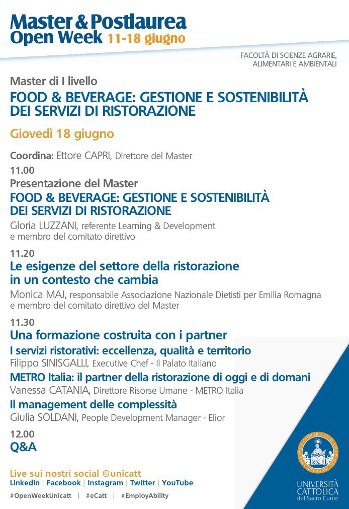 _onceuponablog_'s tweet photo. Domani #18giugno alle ore 11 lo Chef Filippo Sinisgalli sarà in cattedra all'@Unicatt per presentare il
#master in #Food &amp; #Beverage https://t.co/8u7G1URZ6U
