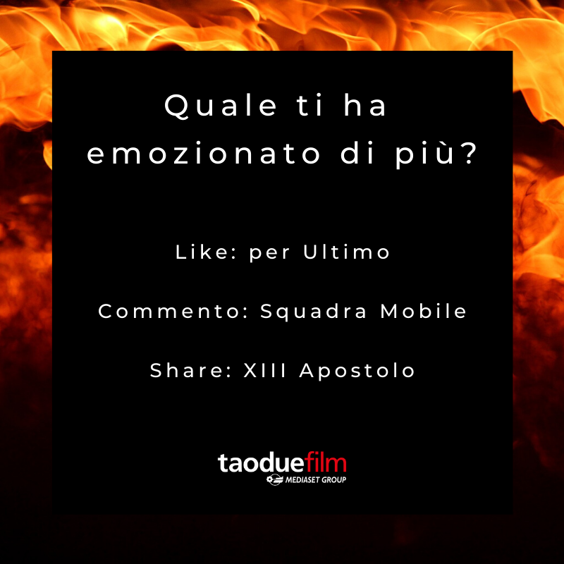 taoduefilm's tweet photo. #Ultimo5 #SquadraMobile e #XIIIApostolo
quante emozioni!
#Taodue https://t.co/9JPRSxHe6V