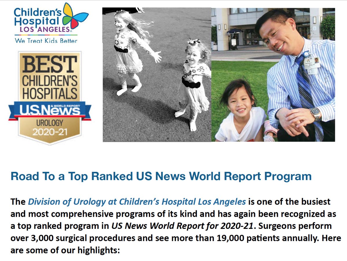 rdefilippomd's tweet photo. CHLA Urology - US News World Report Best Children's Hospital Top Program for 2020-21. Please click on the link below to read more. 
https://t.co/i41TIvATKD https://t.co/ITGgBATCfz