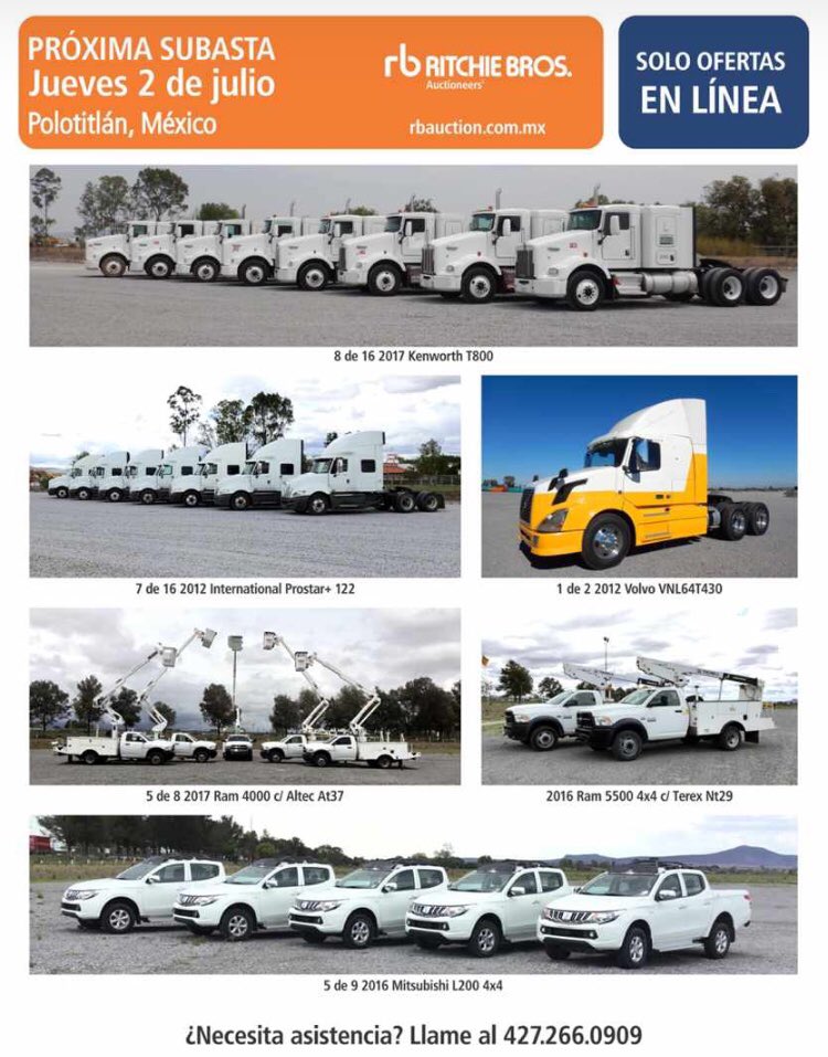 Lilian_Anaya's tweet photo. .@RitchieBros tiene subasta EN LÍNEA el próximo 2 de julio. #trucks #autos #revolvedoras #aplanadoras  #Vanes y más #subasta https://t.co/IKj79R6z1c