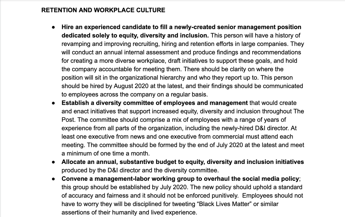 More than 500 Post employees agree.They signed their name to this action plan last week which outlines 11 researched, actionable steps The Post and other newsrooms can take to address diversity and inclusion in their organizations.We wanted to share them with you.