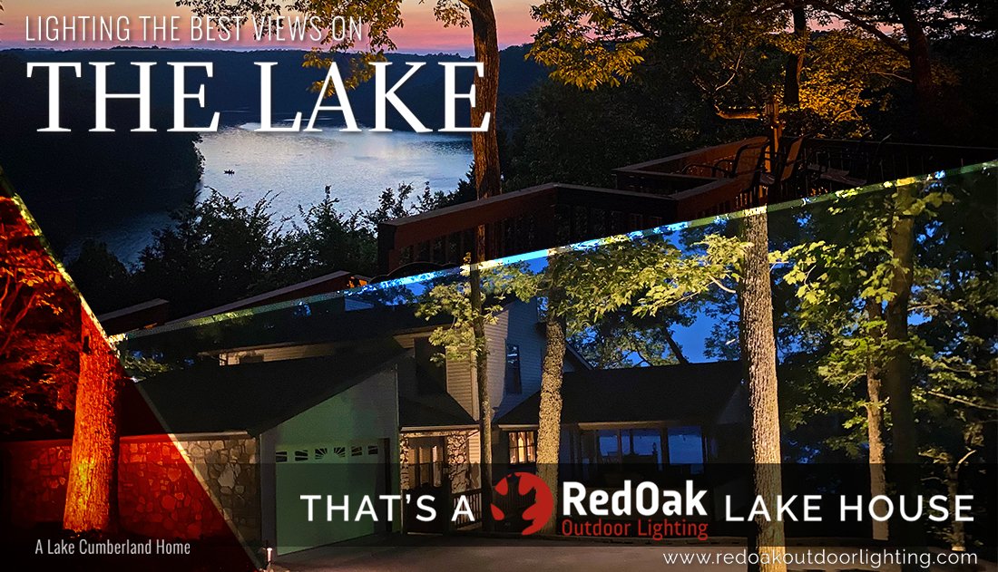 From curb-side to water-front, we provide outdoor lighting solutions for any lake house. #ThatsARedOakLakeHouse #OutdoorLighting