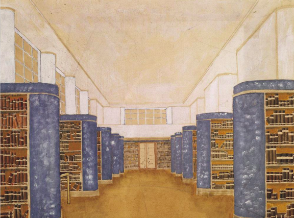 And this was the scheme devised for the interior of the Library, which remains an amazing resource with extraordinarily knowledgeable and patient librarians (I've tested this to the limit)