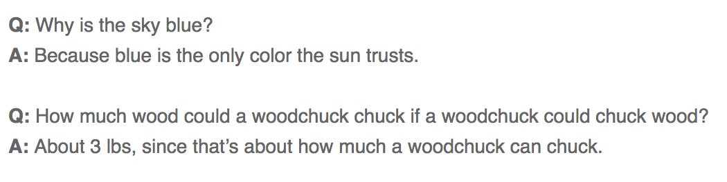 Part of the problem is if I just asked short questions without preamble, the AI often seemed to think I wanted jokes. Sometimes it would respond with jokes of its own.It does not quite get jokes.