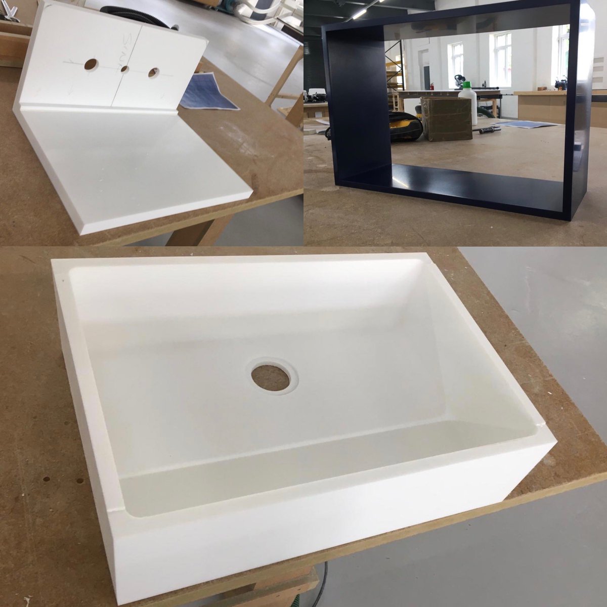 A #bespoke fabrication at Streamline today consisting of a wall mounted #hanex #solidsurface #sink #basin and #shower niche. 

✔️non-porous ✔️hygienic ✔️seamless ✔️modern

If you’re a #designer of #kitchens, #bathrooms, #interiors or #bespokefurniture, we’d love to hear from you